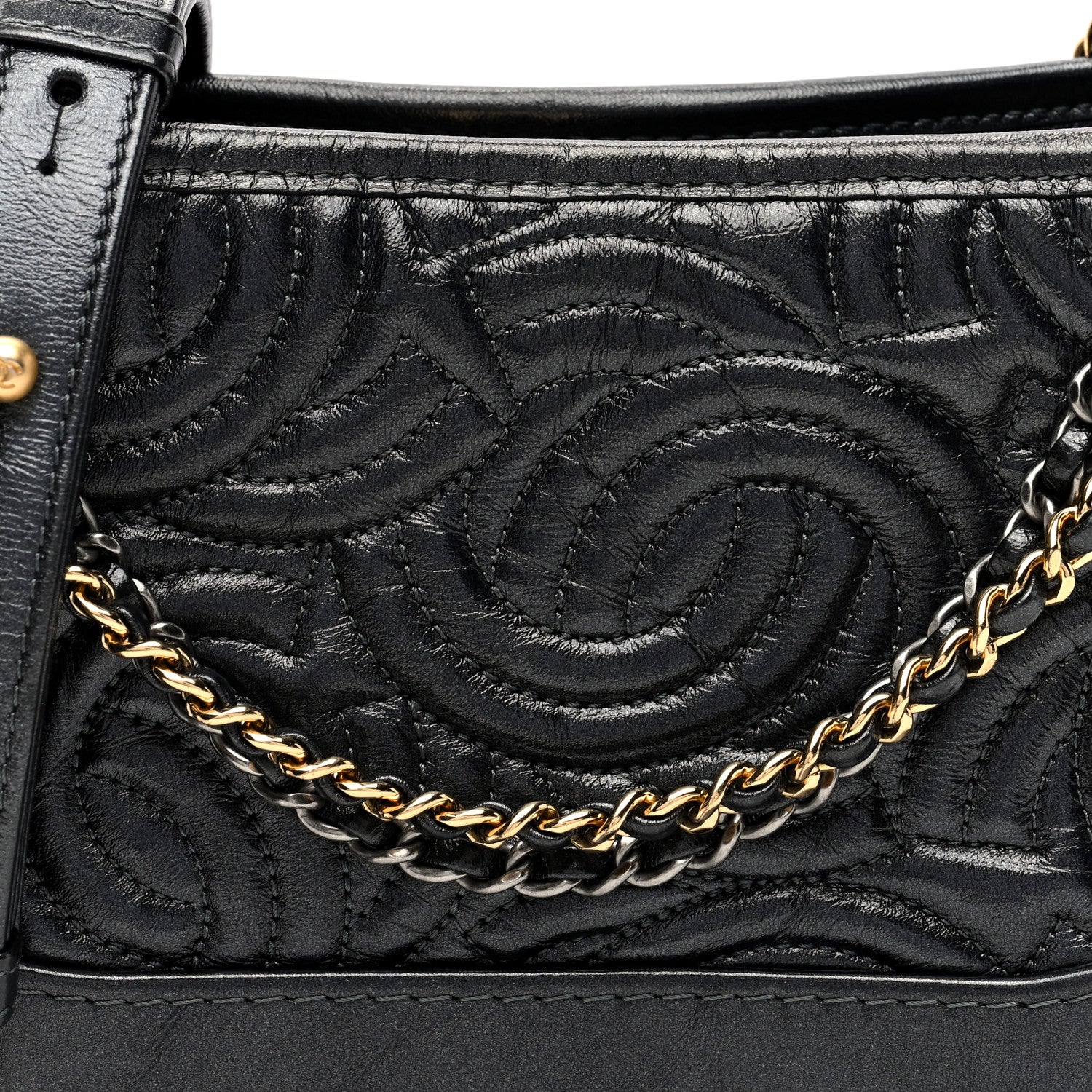 Chanel Aged Calfskin CC Quilted Small Gabrielle Hobo Black 8 of 10