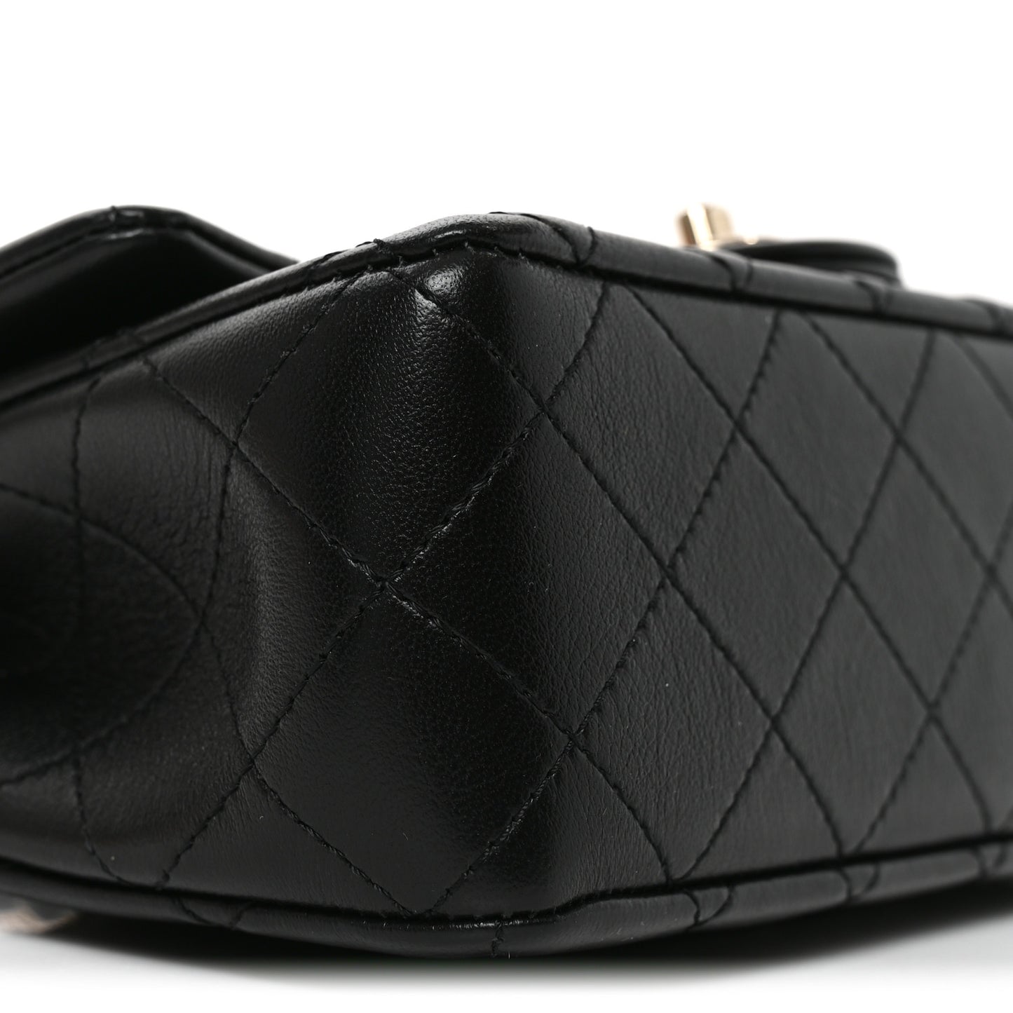 Lambskin Quilted Mini Rectangular CC Slide Flap Black