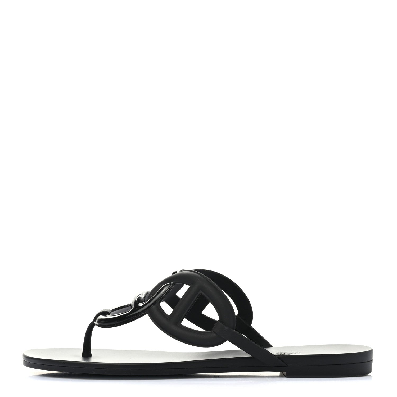 Hermes Rubber Womens Egerie Sandals 40 Black 1 of 9