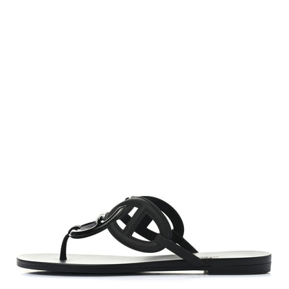 Hermes Rubber Womens Egerie Sandals 40 Black 1 of 9