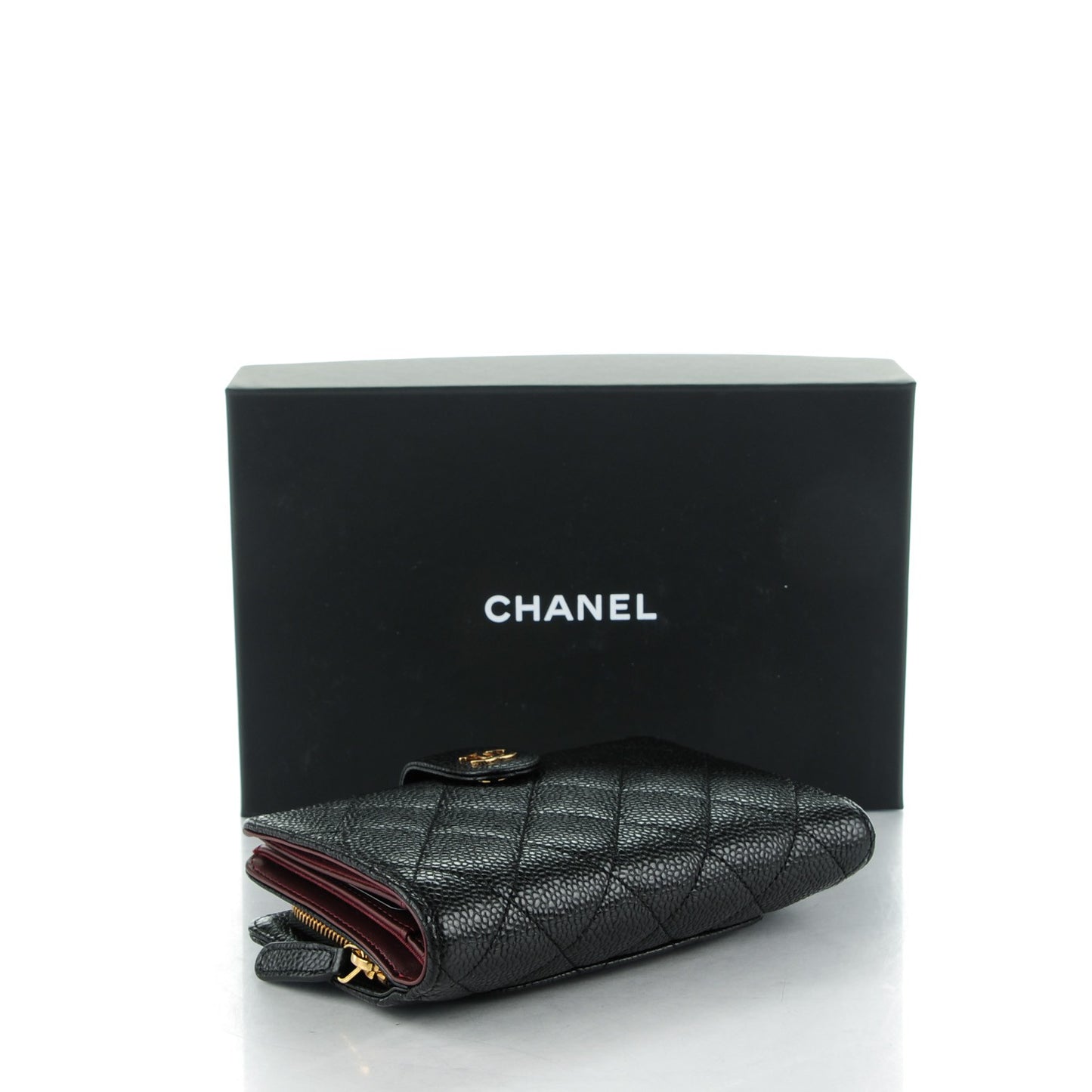 Caviar Quilted Zipped Pocket Wallet Black
