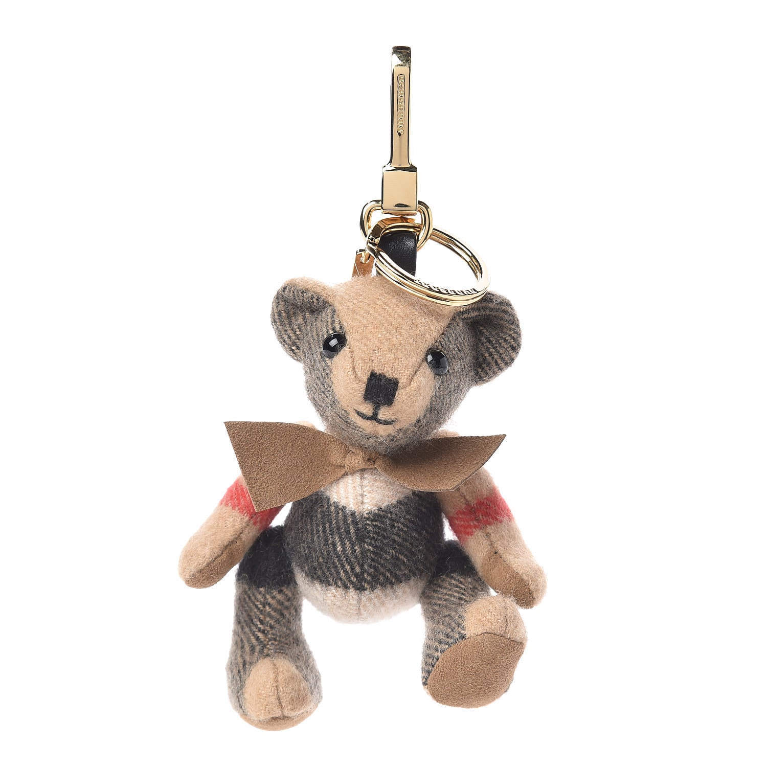 Burberry Cashmere House Check Thomas Bear Bag Charm Camel Gold 1 of 2