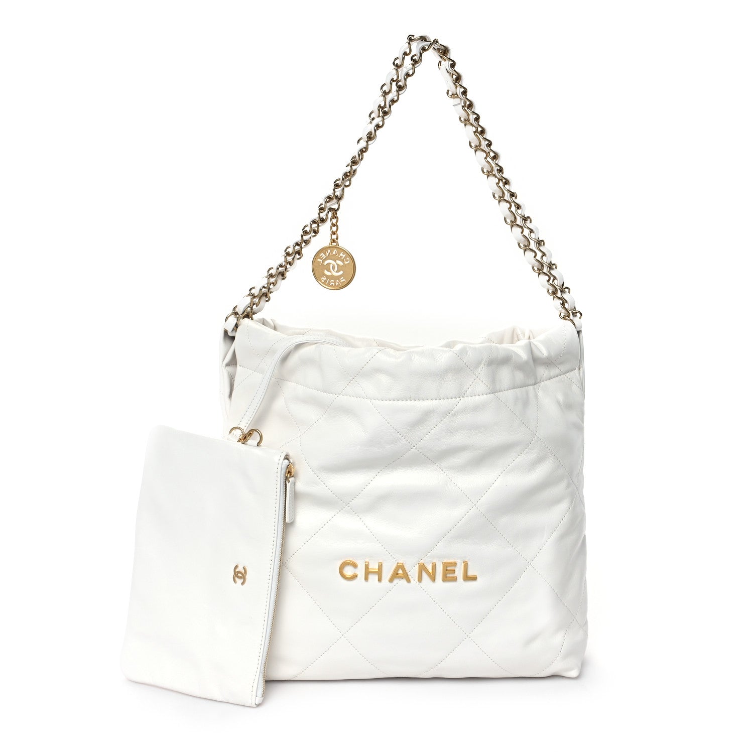 Chanel Shiny Calfskin Quilted Small Chanel 22 White 3 of 13