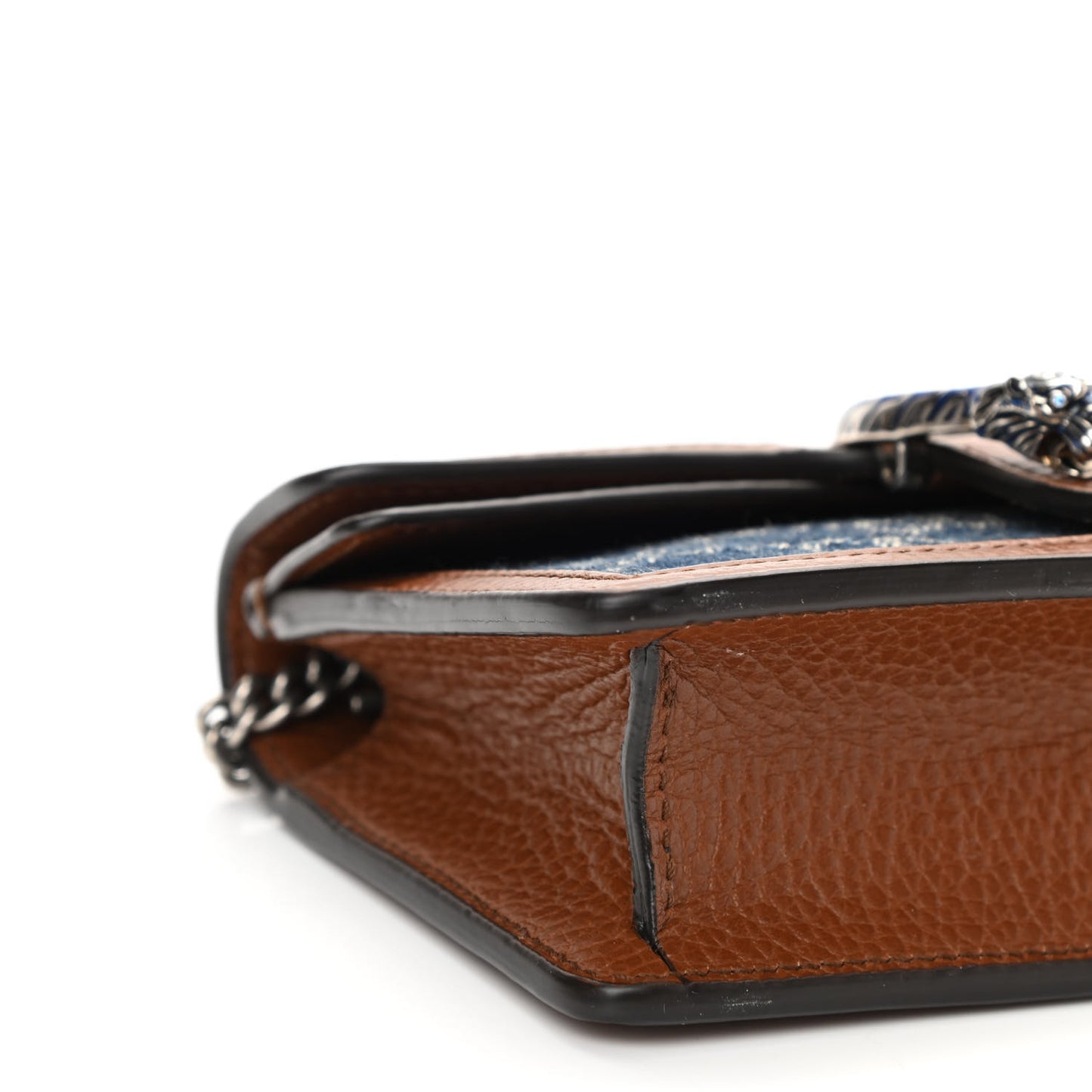 New Denim GG Monogram Dollar Calfskin Enamel Super Mini Dionysus Shoulder Bag Blue Tea Cuir Epilog Electric Blue