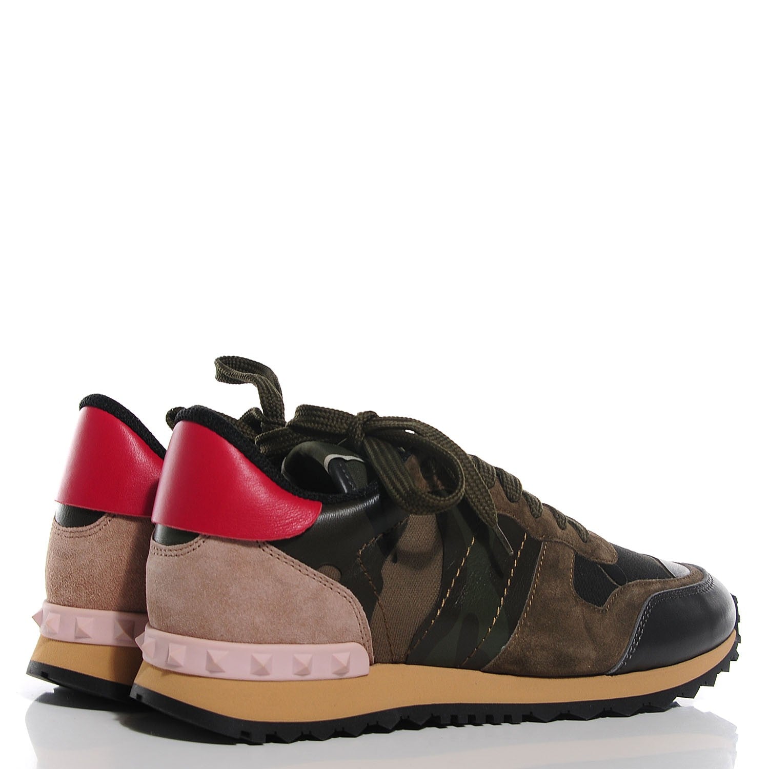 Valentino Garavani Nappa Suede Camouflage Womens Rockrunner Sneakers 37 Multicolor 4 of 6