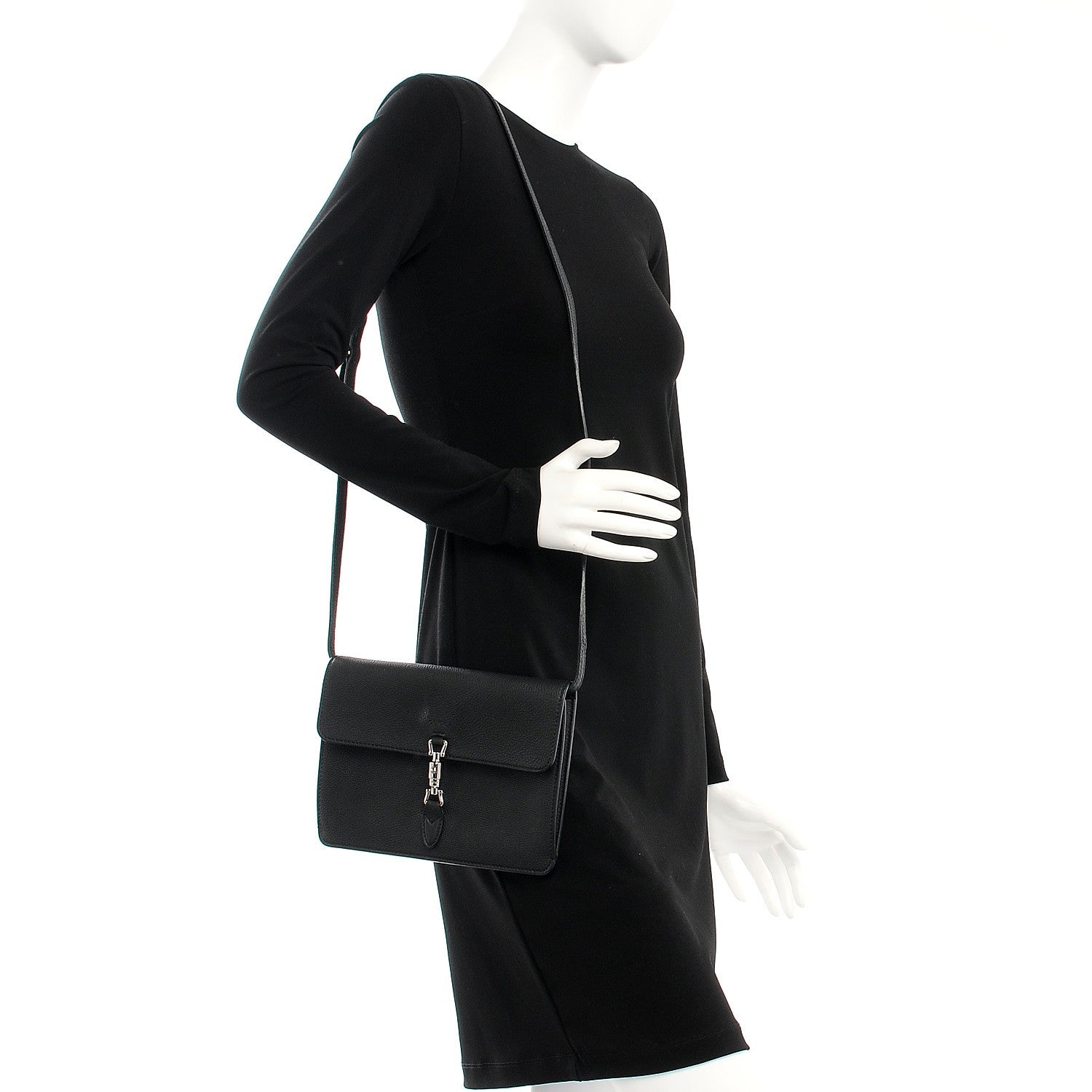 Gucci Grand Prix Calfskin Jackie Convertible Shoulder Bag Black 2 of 8