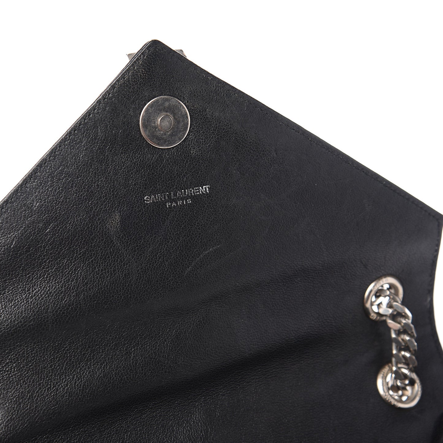 Sheepskin Medium Tri-Quilt College Monogram Satchel Black