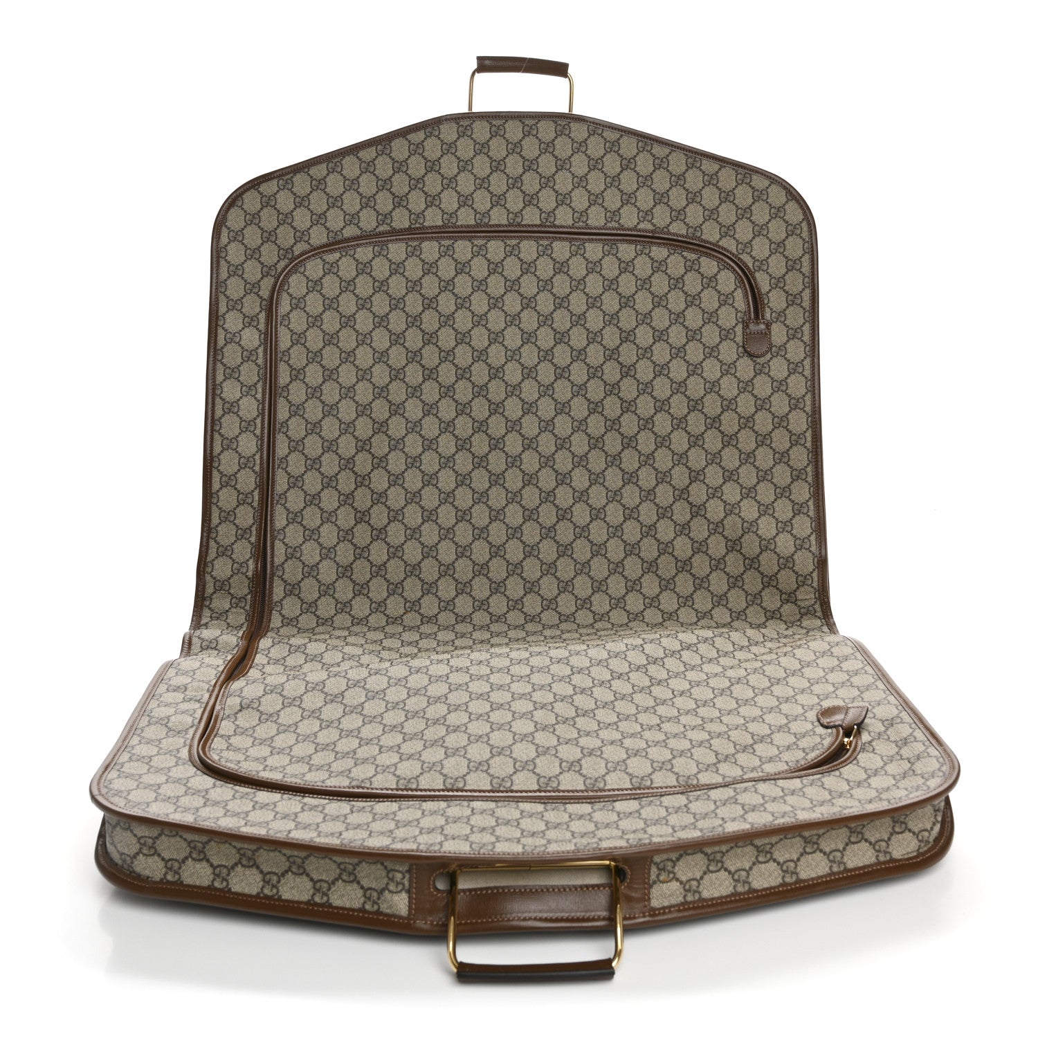 Gucci GG Supreme Monogram Azalea Calfskin Retro Interlocking G Hanger Garment Bag Beige Ebony Brown Sugar 4 of 9