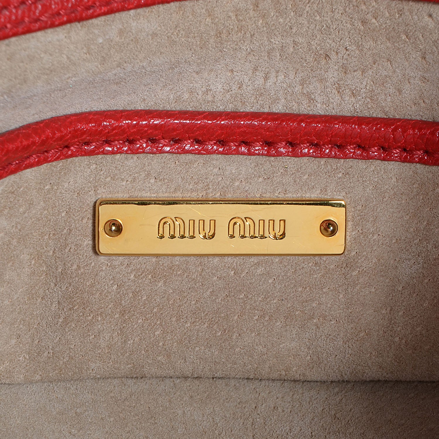 Miu Miu Goatskin Madras Tote Rosso 9 of 14