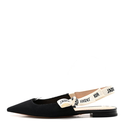 Christian Dior Technical Canvas Ribbon J'Adior Slingback Ballet Flats 36 Black 1 of 9