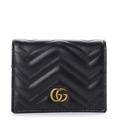Gucci Calfskin Matelasse GG Marmont Card Case Wallet Black 1 of 7