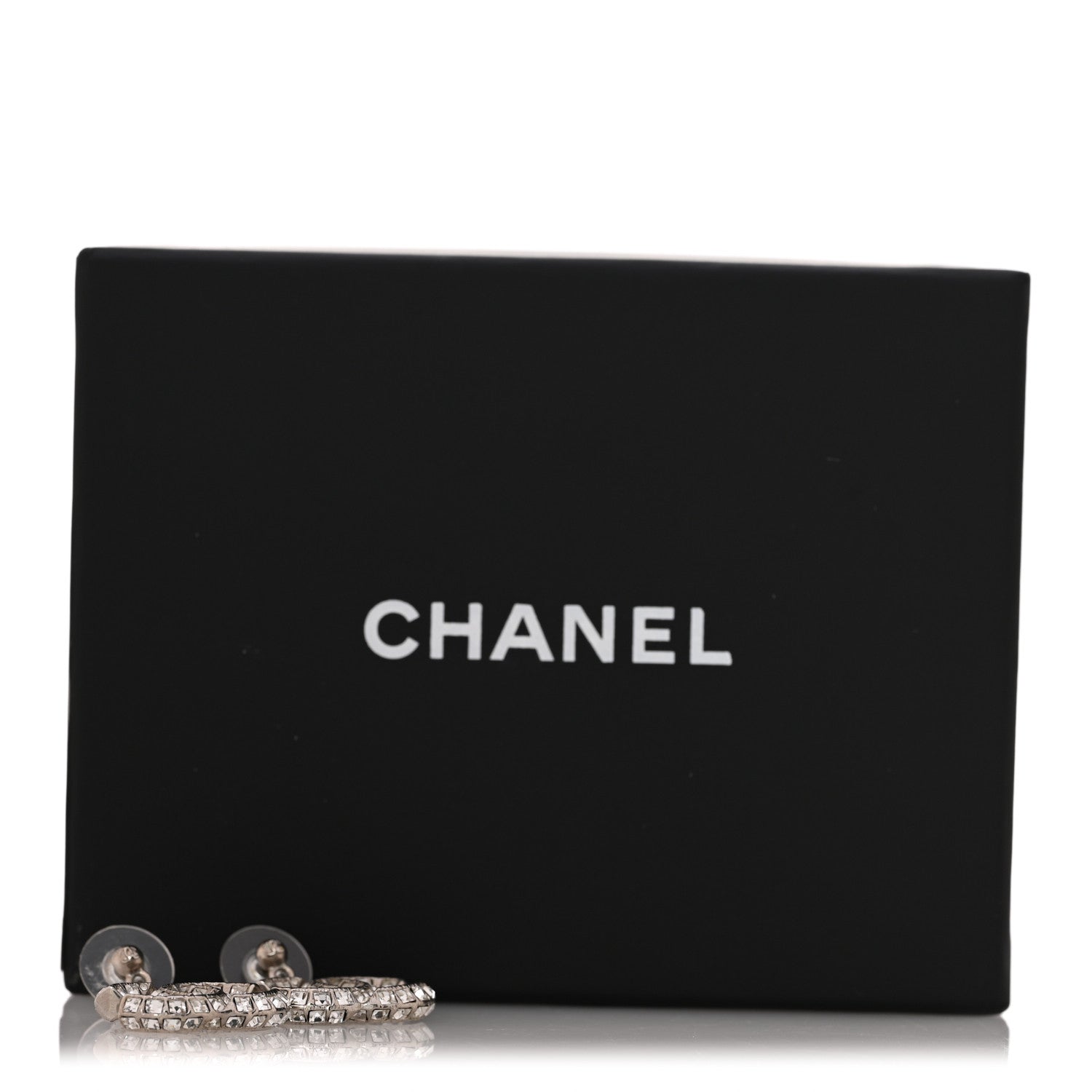 Chanel Baguette Crystal CC Drop Earrings Silver 5 of 5