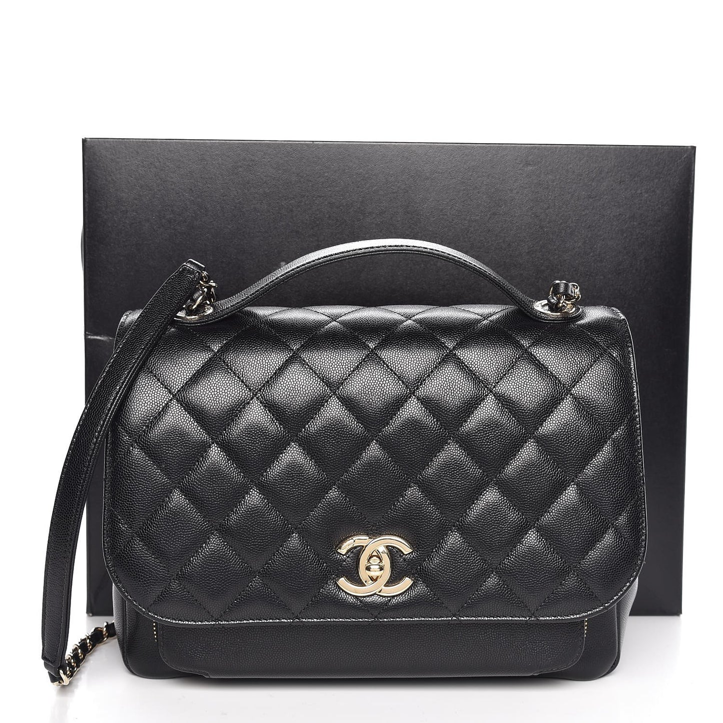 Caviar Quilted Large Business Affinity Flap Black