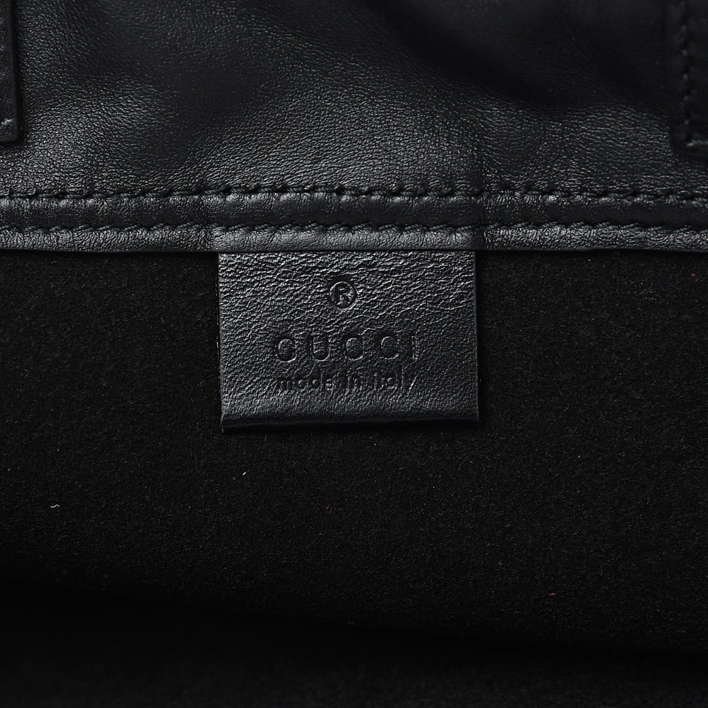 Calfskin Logo Drawstring Backpack Black