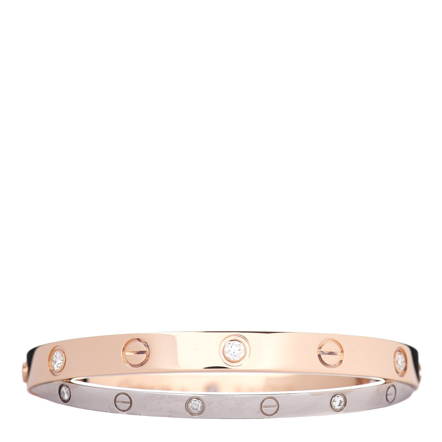 Cartier 18K Pink White Gold 12 Diamond Double LOVE Bracelet 16 3 of 4