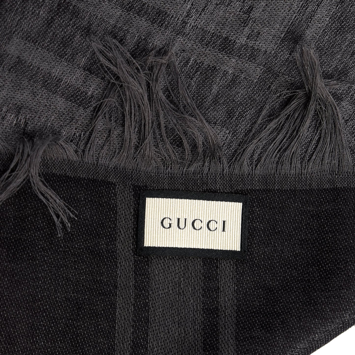 Wool Silk GG Monogram Diamante Plaid Surviee Shawl Graphite Black