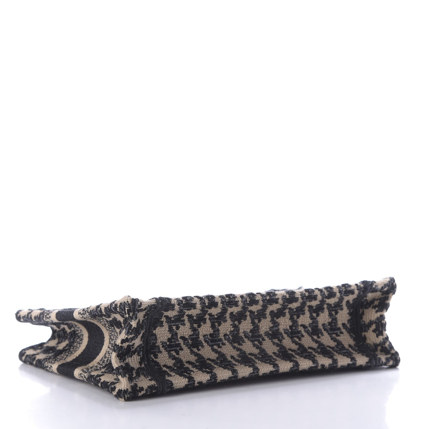 Christian Dior Canvas Houndstooth Embroidered Mini Book Tote Black 4 of 7