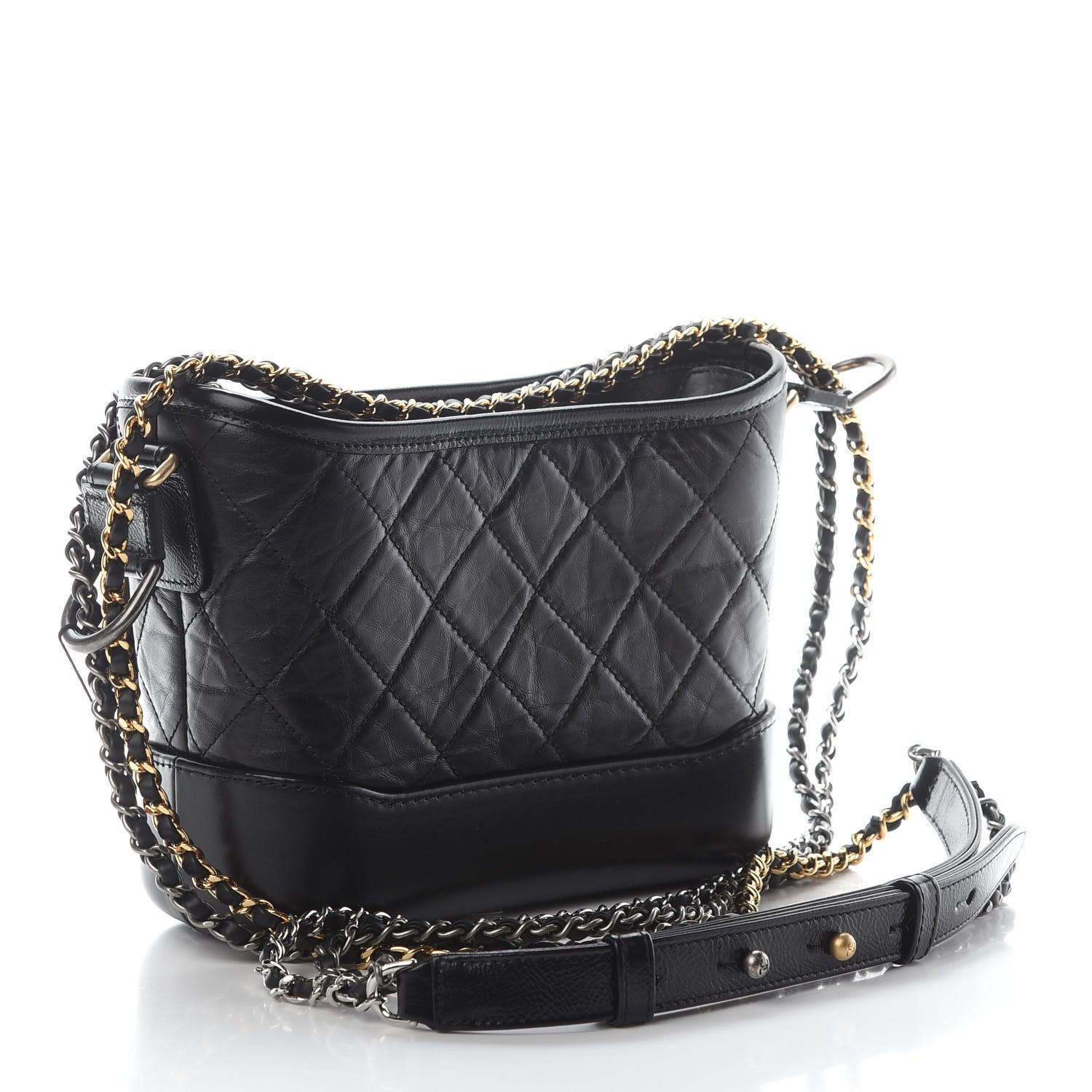 Chanel Aged Calfskin Quilted Small Gabrielle Hobo Black 3 of 8