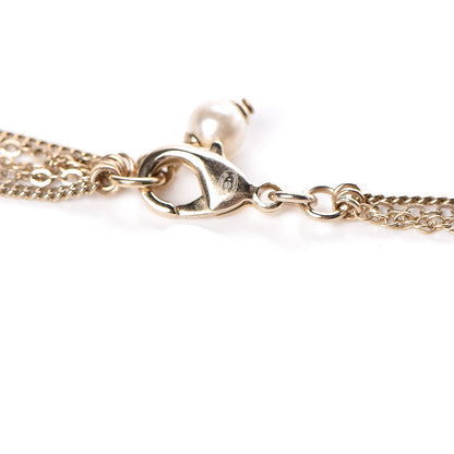 Chanel Pearl Crystal CC Drop Necklace Gold 4 of 5