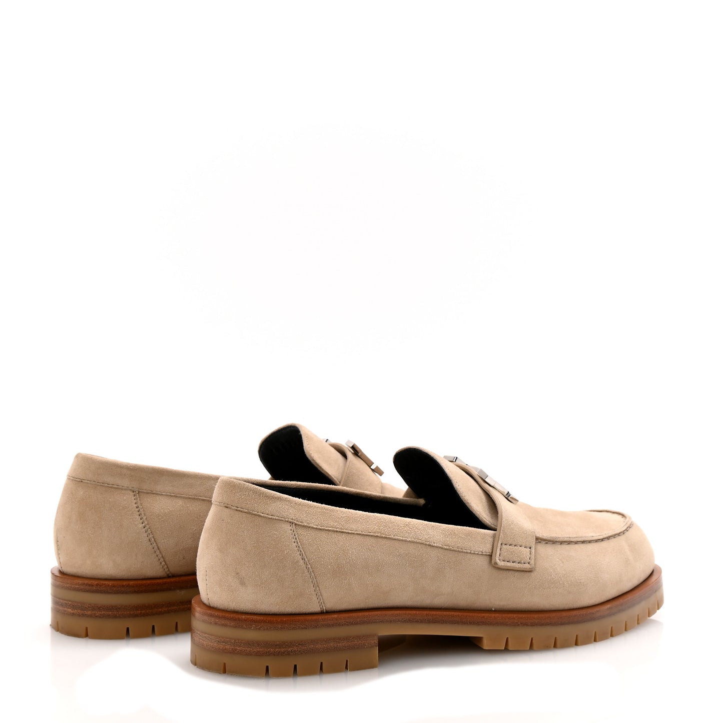 Suede Goatskin Womens Faubourg Loafers 38 Beige Argile