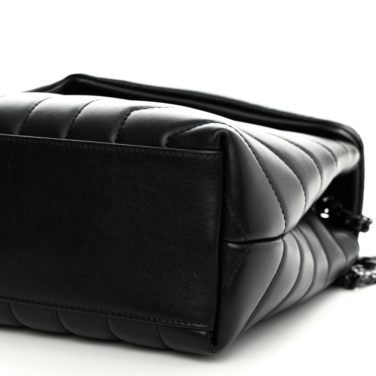 Calfskin Y Quilted Monogram Monochrome Small Loulou Chain Satchel Black