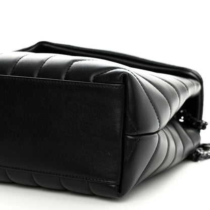 Saint Laurent Calfskin Y Quilted Monogram Monochrome Small Loulou Chain Satchel Black 12 of 13