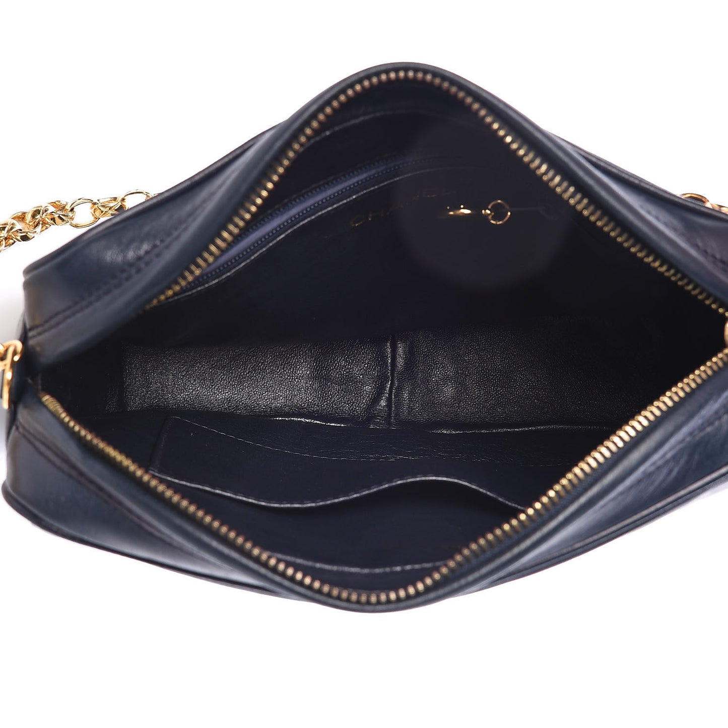 Lambskin Tassel Camera Case Navy White