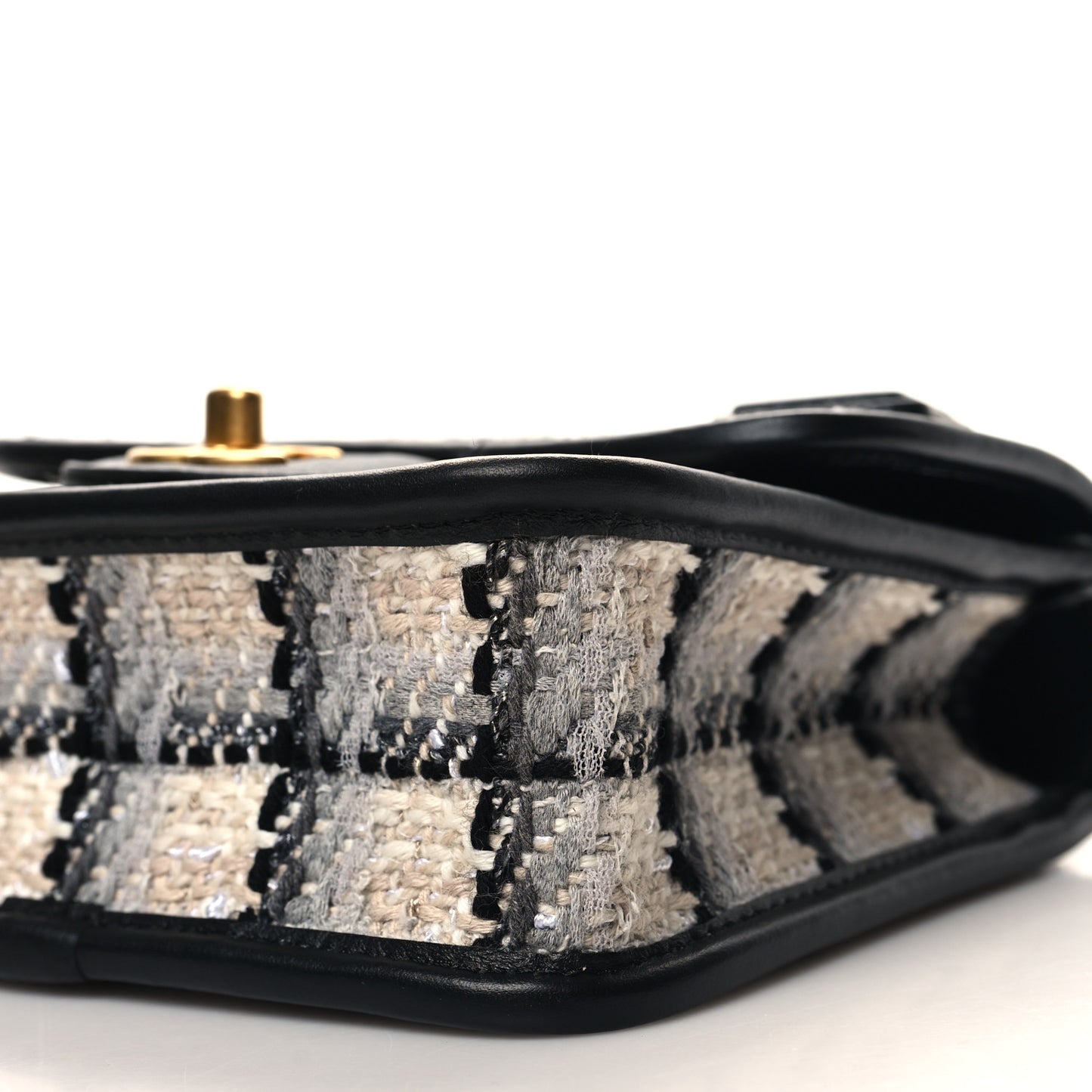 Tweed Calfskin School Memory Mini Top Handle Flap Ecru Grey Beige Black