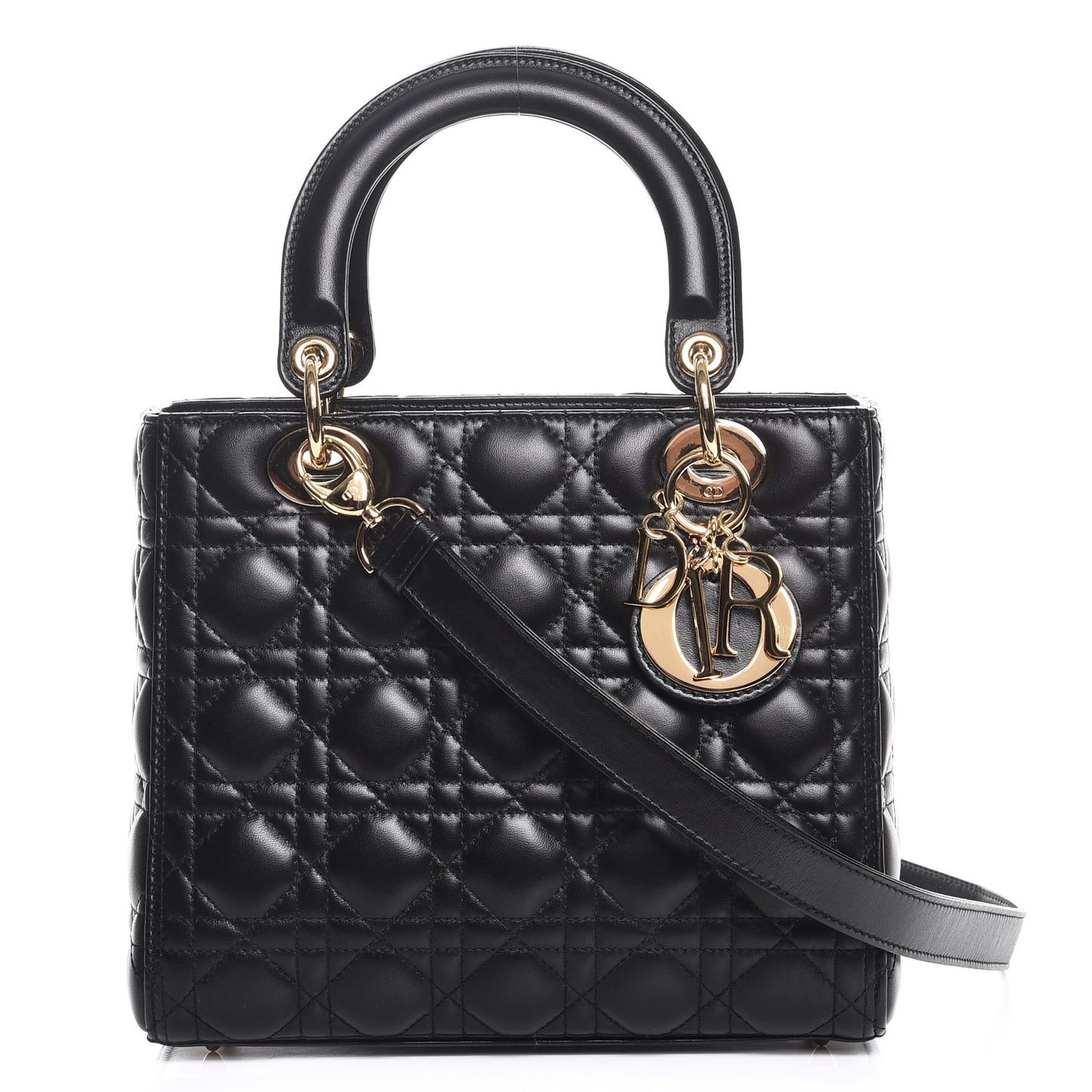 Lambskin Cannage Medium Lady Dior Black