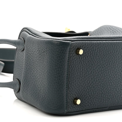 Hermes Taurillon Clemence Mini Lindy 20 Vert Cypress 9 of 11