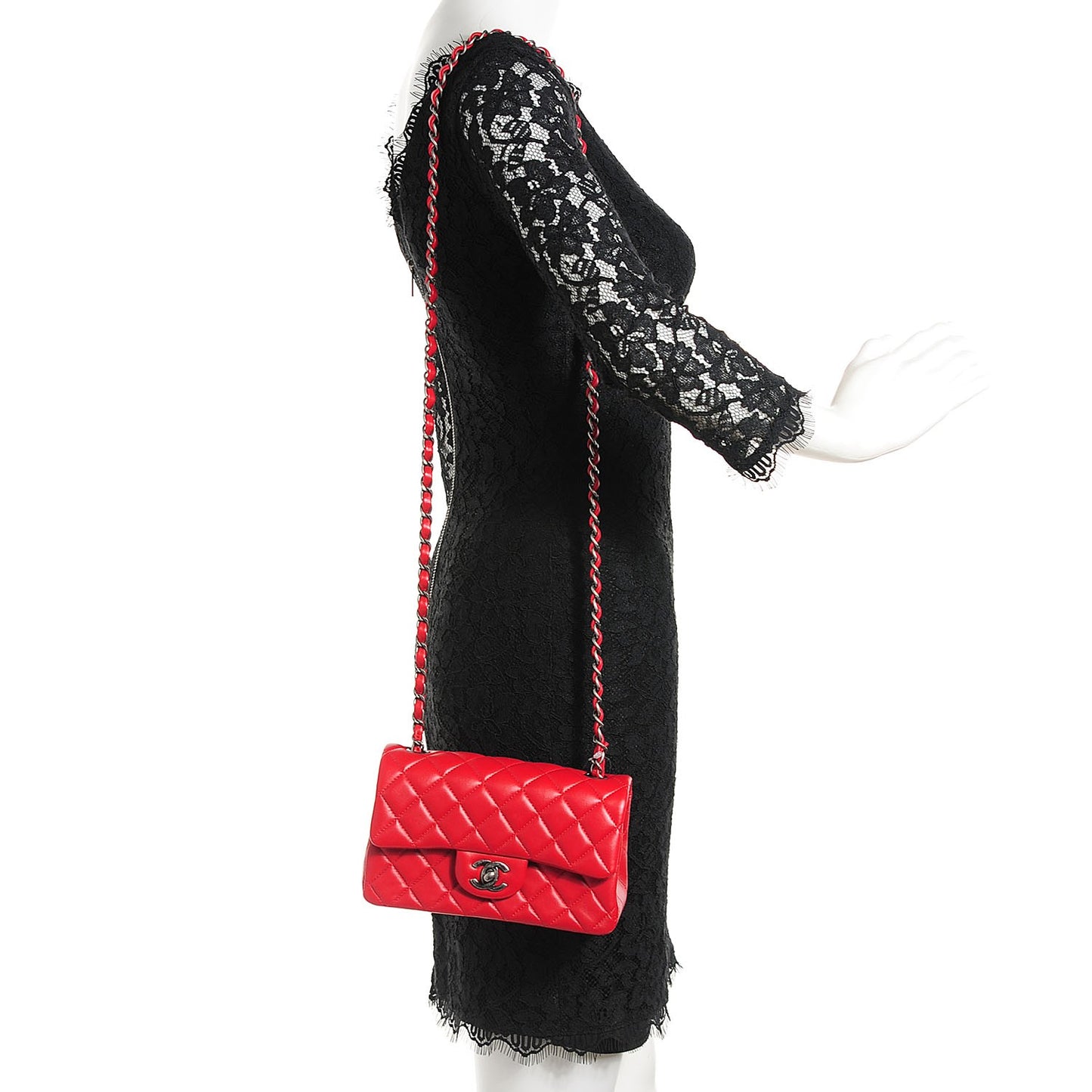 Lambskin Quilted Mini Rectangular Flap Red