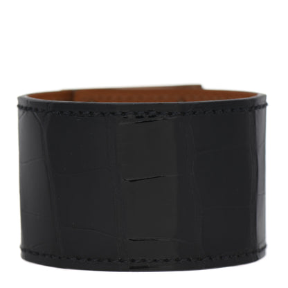 Hermes Shiny Alligator Kelly Dog Cuff T1 Black 3 of 7