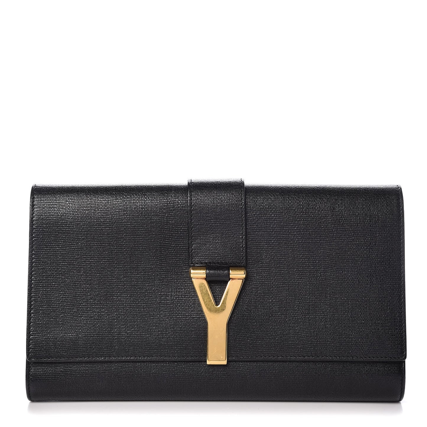 Textured Calfskin Classic Y Ligne Clutch Black