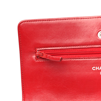 Chanel Lambskin Quilted Wallet on Chain WOC Red 13 of 22