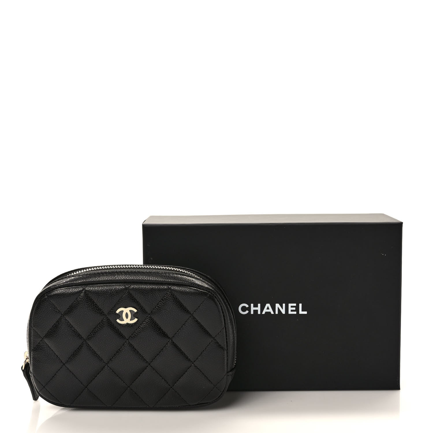 Chanel Caviar Quilted Small Curvy Pouch Cosmetic Case Black 8 of 8