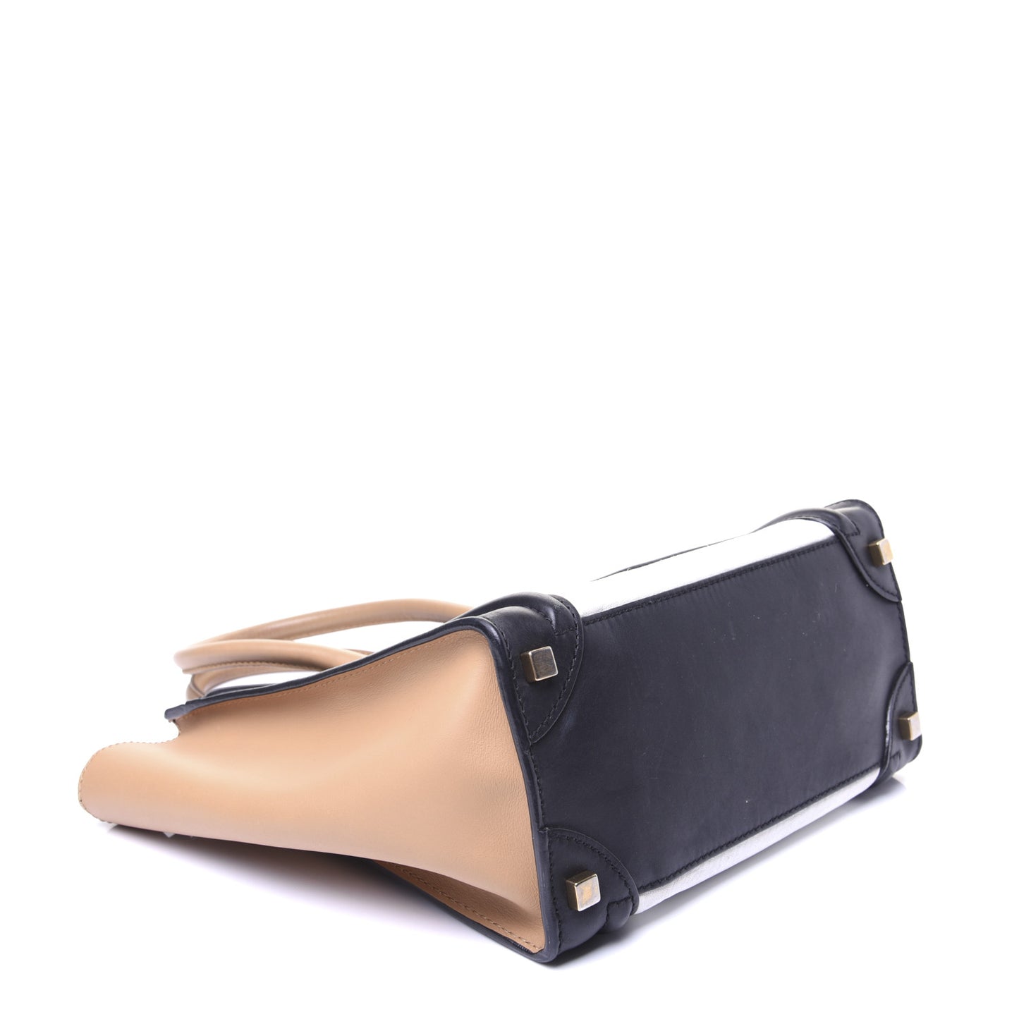 Smooth Calfskin Shrunken Lambskin Micro Tri-Color Luggage White