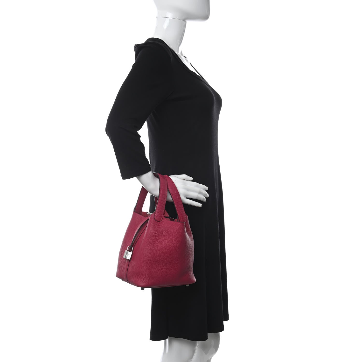 Hermes Taurillon Clemence Matte Alligator Picotin Lock Touch 18 PM Rose Mexico 2 of 11