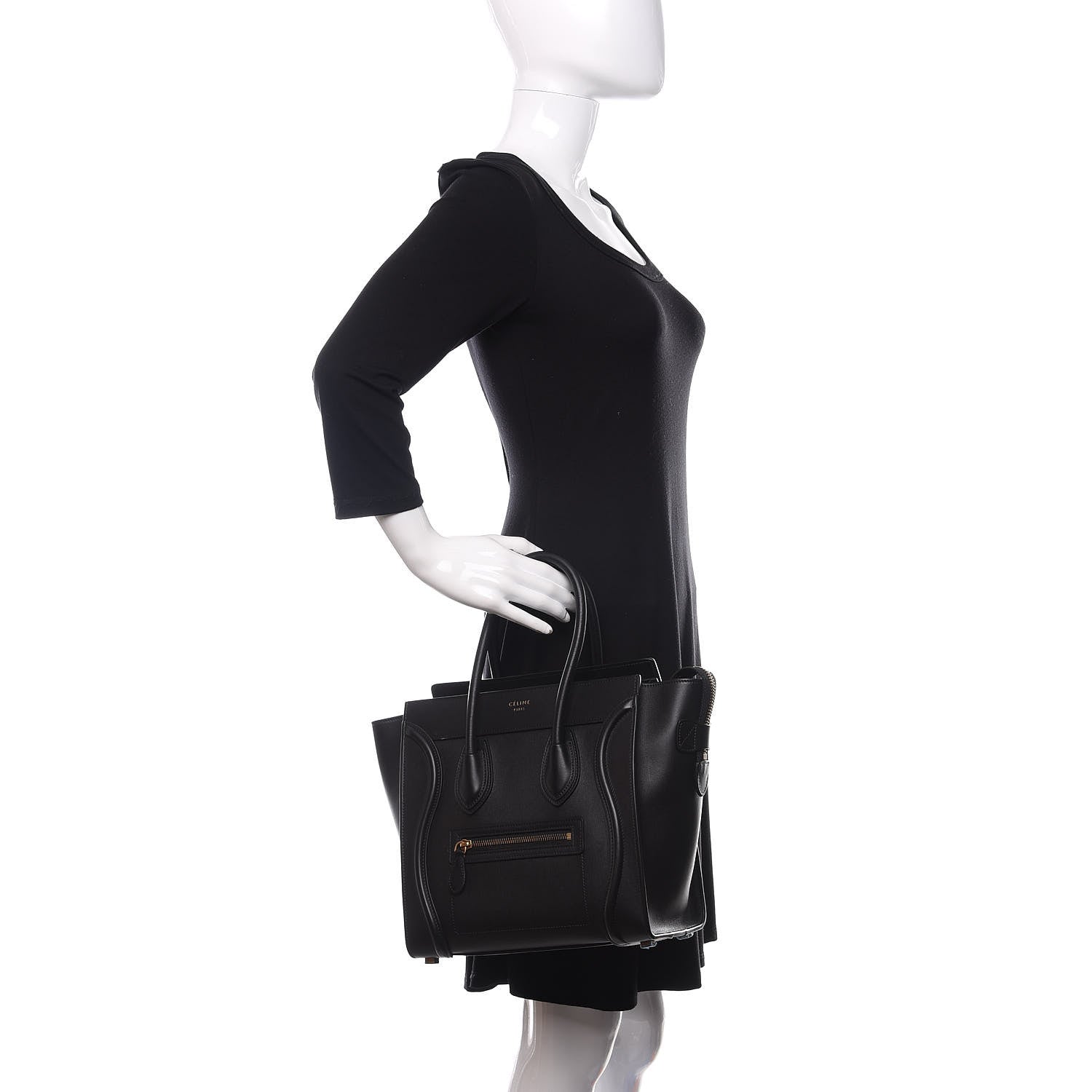 Celine Smooth Calfskin Micro Luggage Black 2 of 10