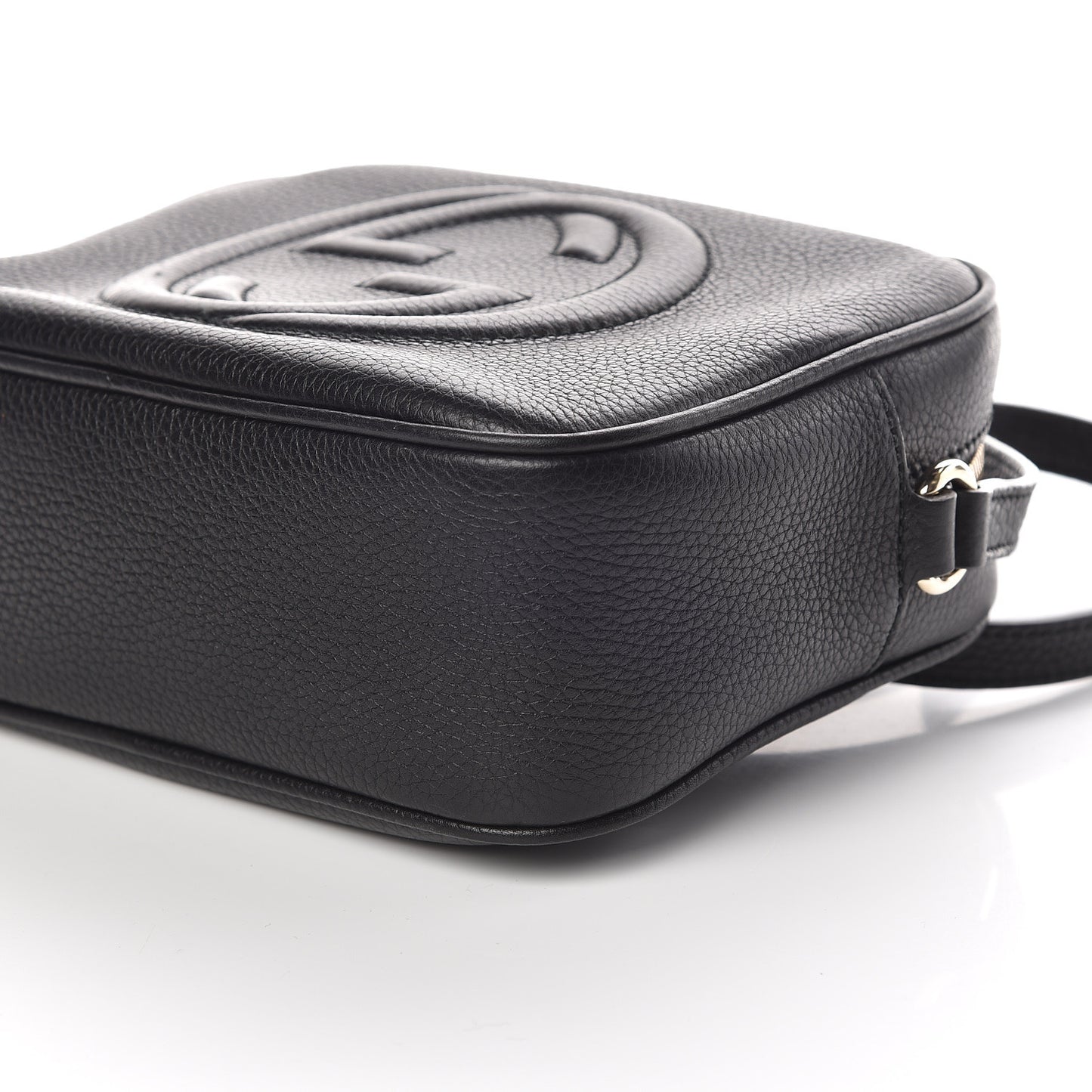 Pebbled Calfskin Small Soho Disco Bag Black