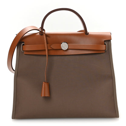 Hermes Vache Hunter Toile Officier Herbag Zip PM 31 Etoupe Fauve 1 of 11