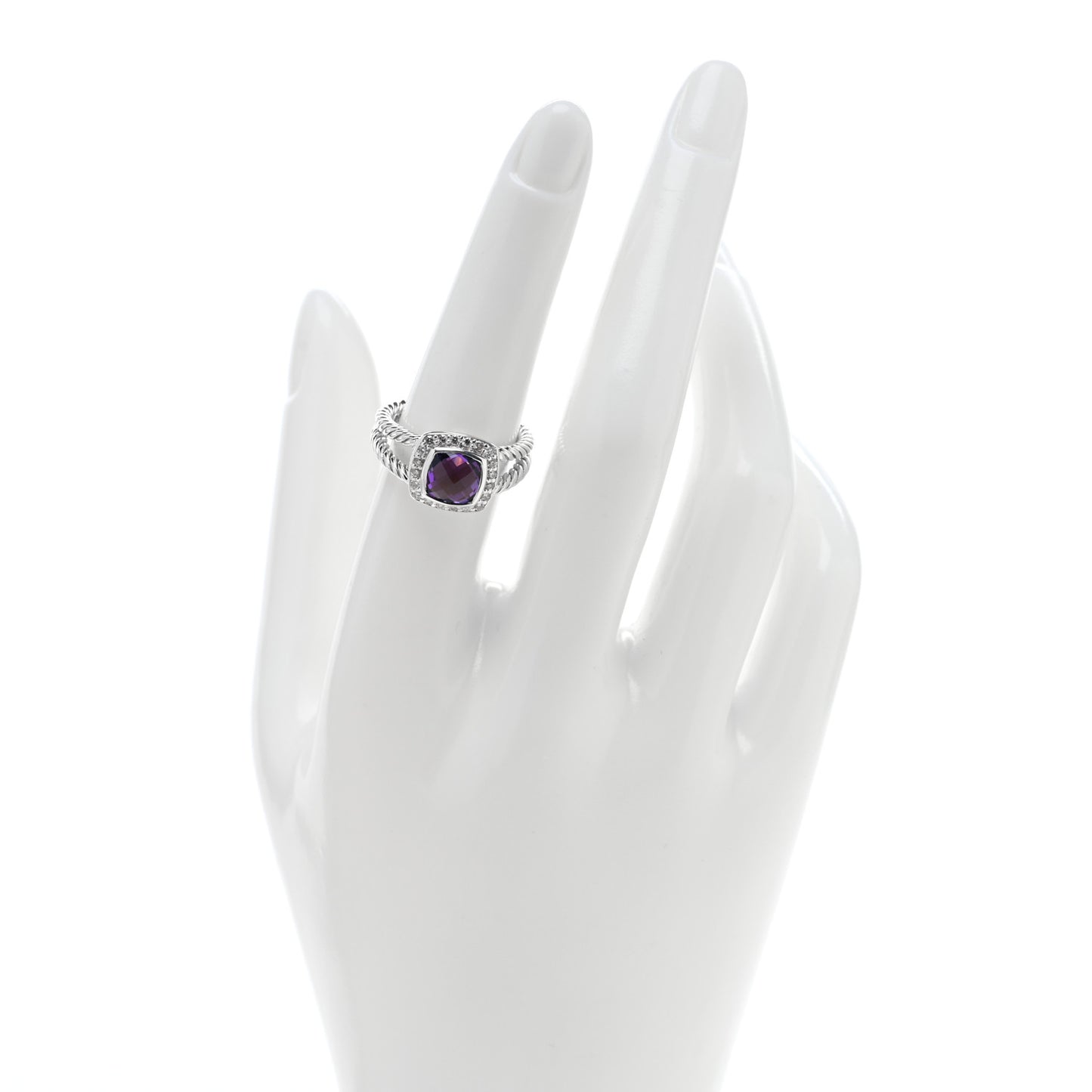 Sterling Silver Diamond Amethyst 7mm Petite Albion Ring 53 6.5