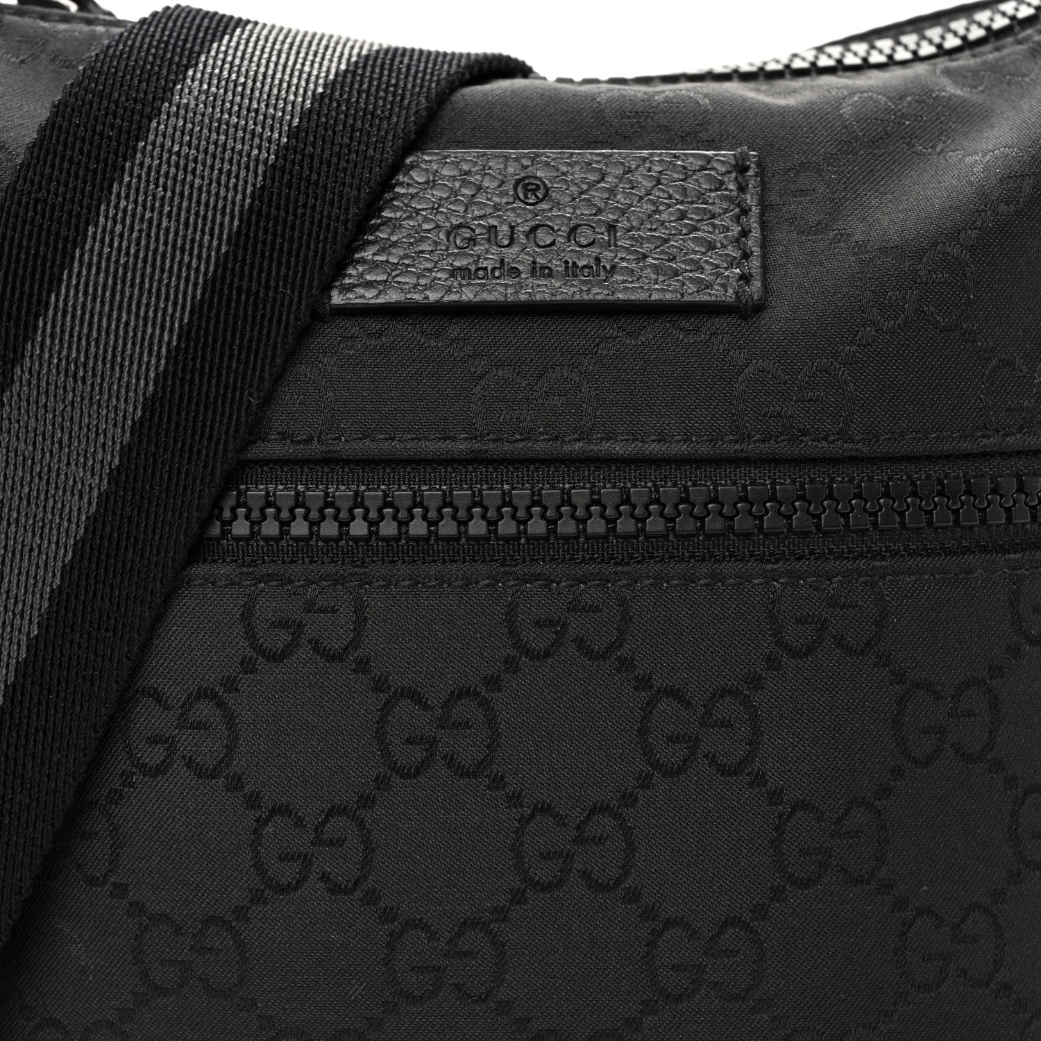 Gucci Nylon Monogram Mini Flat Messenger Bag Black 8 of 10