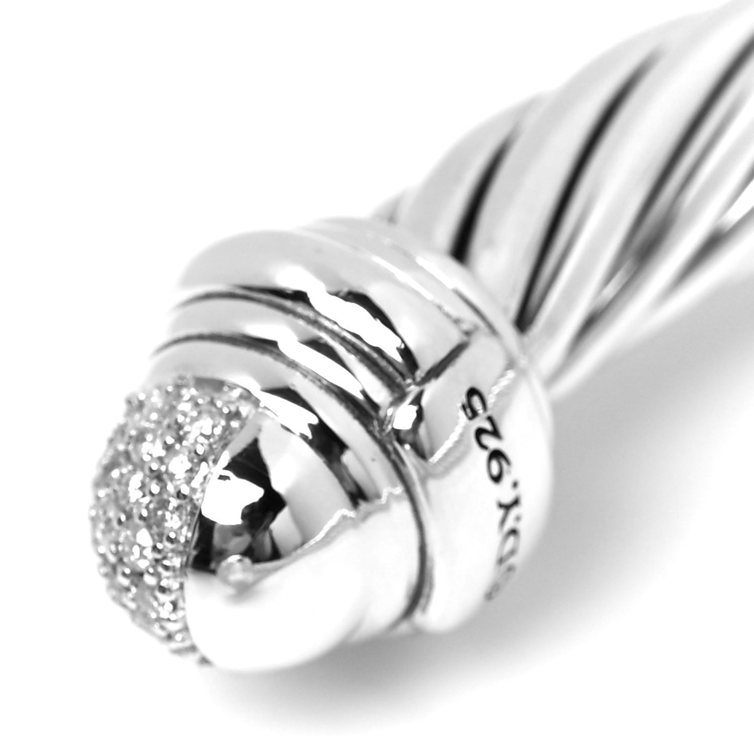 David Yurman Sterling Silver Diamond 7mm Cable Classics Bracelet 3 of 4