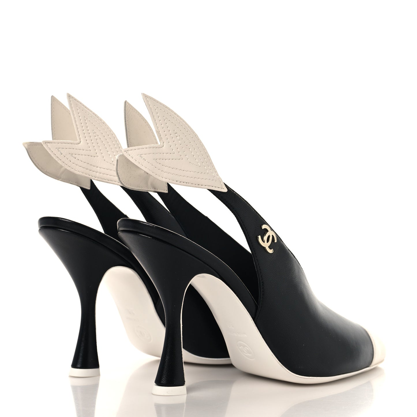 Lambskin Slingback Pumps 39 Black White