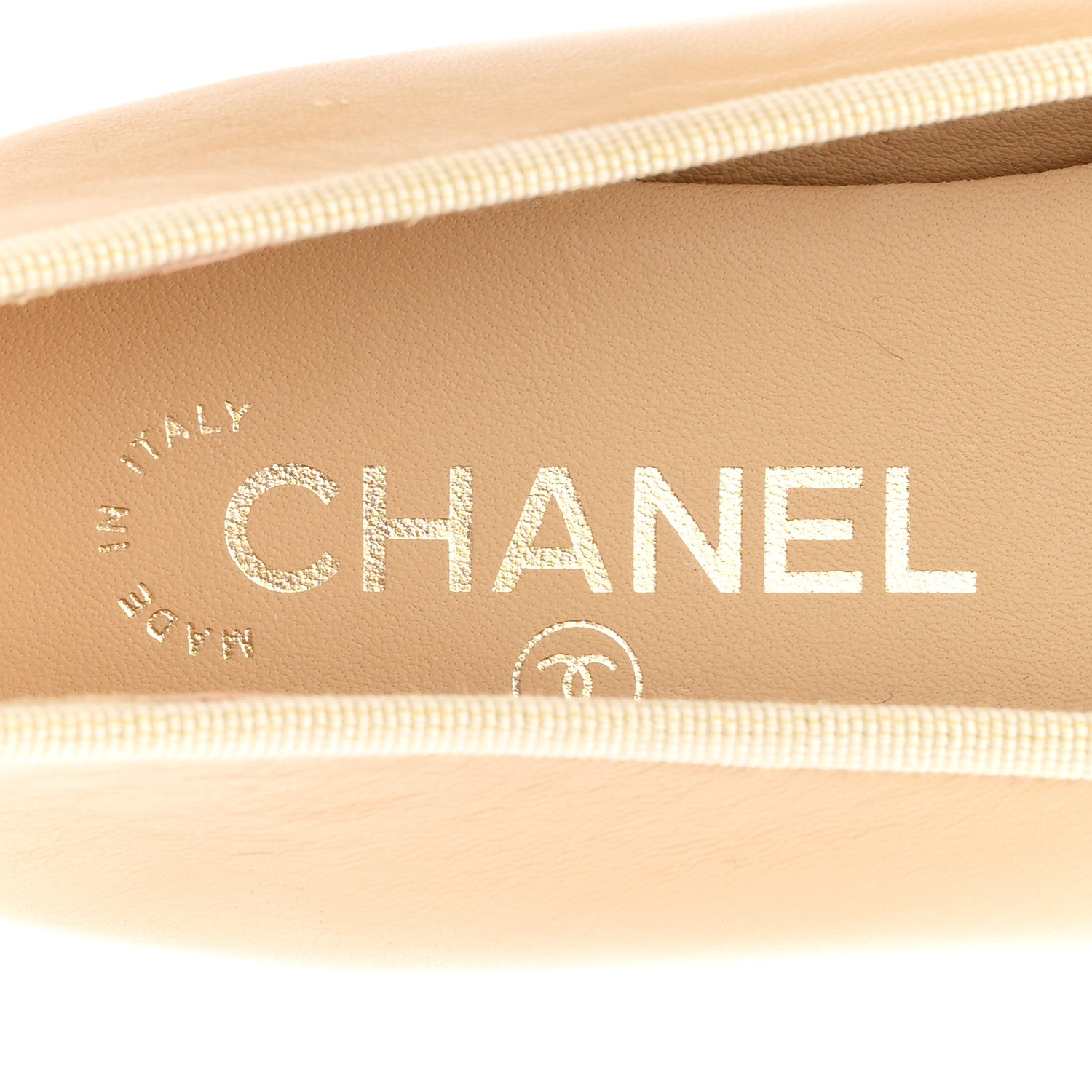 Chanel Lambskin Cap Toe CC Ballerina Flats 38 Beige Black 7 of 9