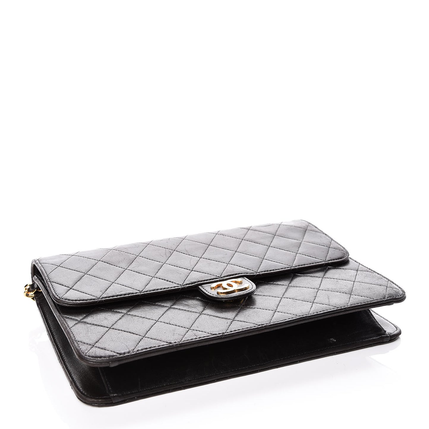 Lambskin Quilted Medium Single Flap Black