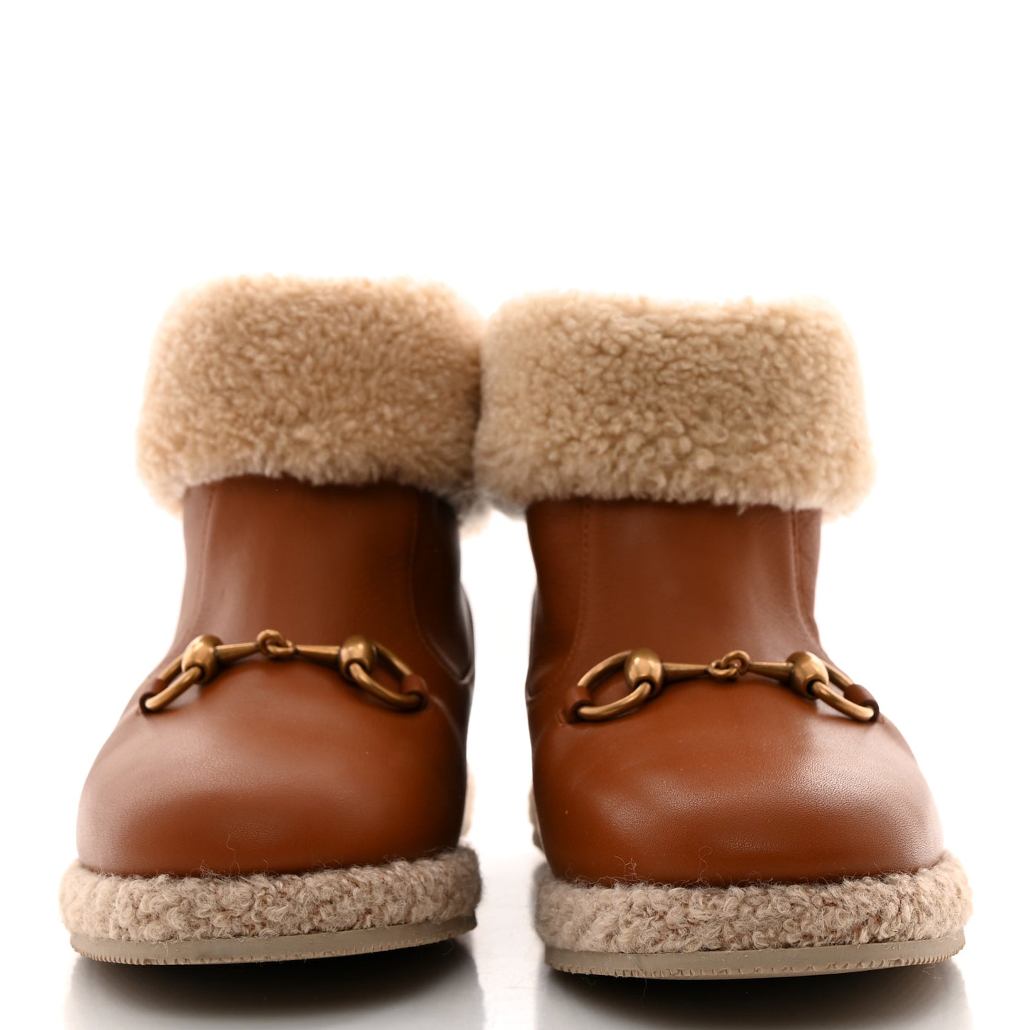 Calfskin Wool Womens Fria Horsebit Ankle Boots New 37 Caramel Butterscotch