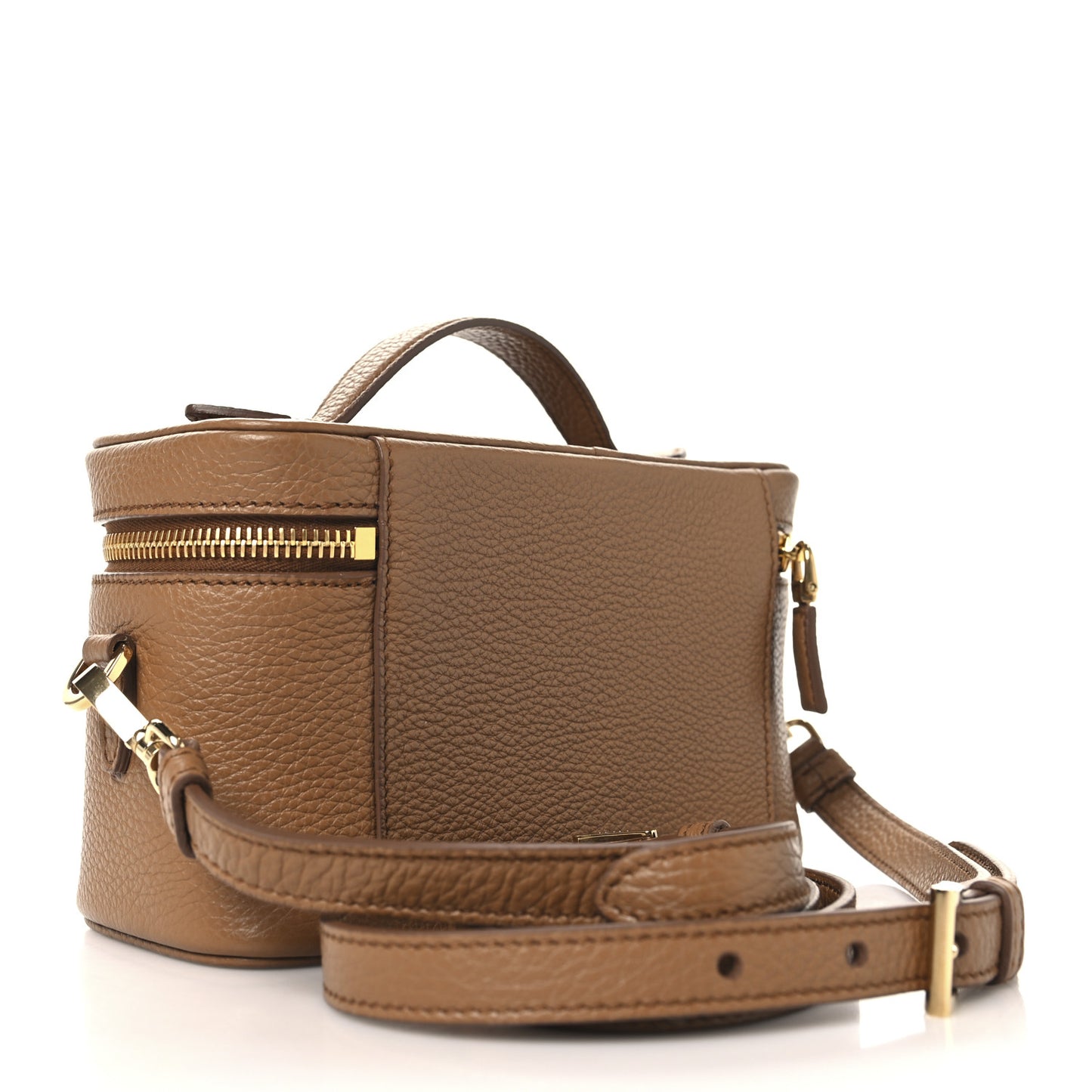 Vitello Daino Mini Vanity Top Handle Bag Caramel