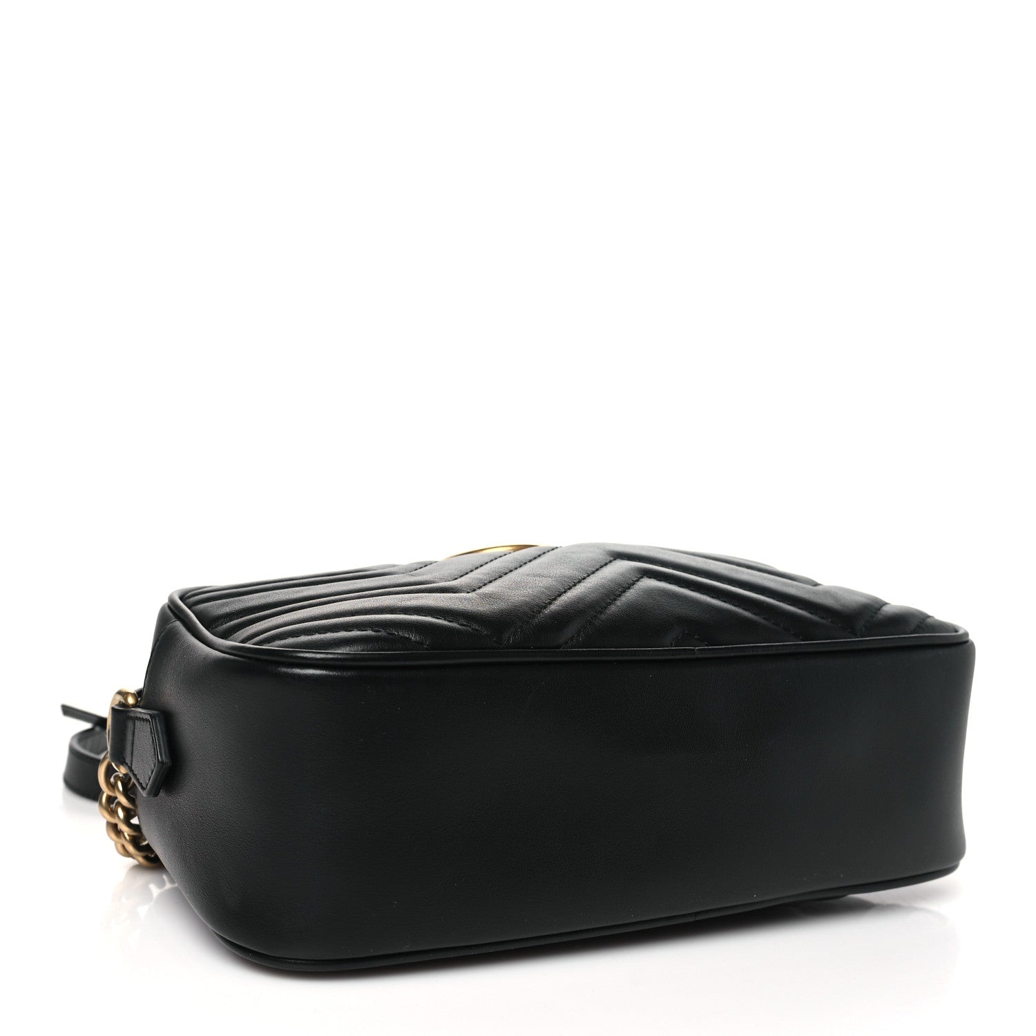 Gucci Calfskin Matelasse Small GG Marmont Chain Shoulder Bag Black 4 of 10