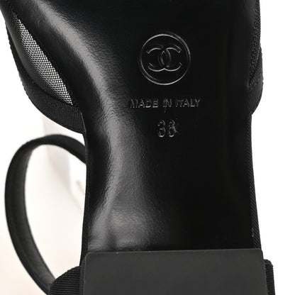 Chanel Mesh Grosgrain Cap Toe CC Flats 36 Black 7 of 8